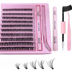 Juego de 200 piezas de pestañas postizas de un solo grupo, pestañas de piel sintética de visón, esponjosas y naturales, longitud mixta de 10-16 mm