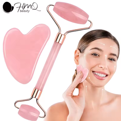 Rodillo para cara, cuello, ojos, Kit de masaje Facial, rodillo Facial de hielo, tablero Gua Sha, rodillo de masaje Facial portátil, contorno de elevación, 2 uds.